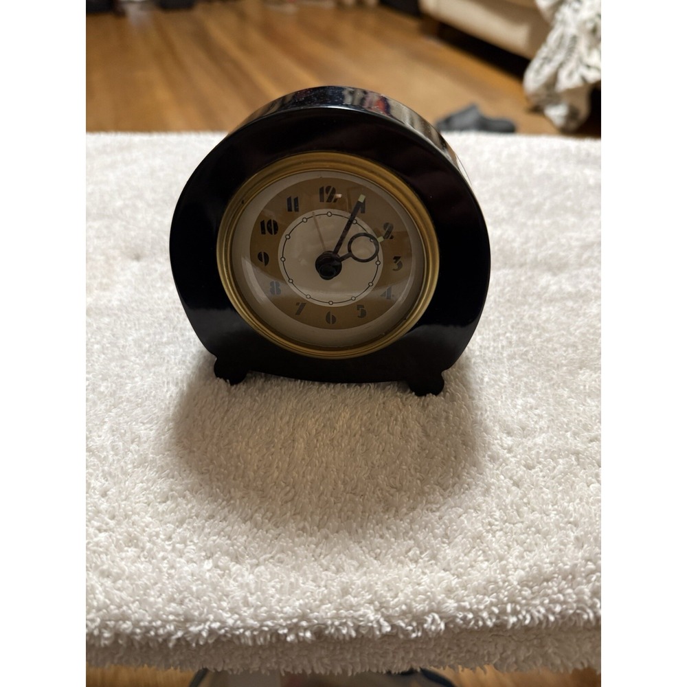 Pottery Barn Art Deco Alarm Clock Retro Mantle Desk Metal Heavy (not Working)